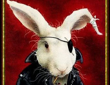 White zombie rabbit of an apocalyptic wonderland' Poster, picture