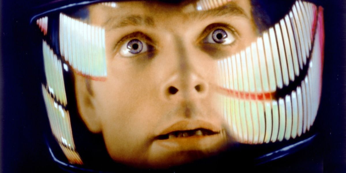 A close-up shot on Dave's face in 2001: A Space Odyssey