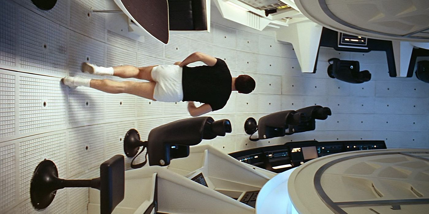 David gets some exercise on a spaceship in 2001: A Space Odyssey