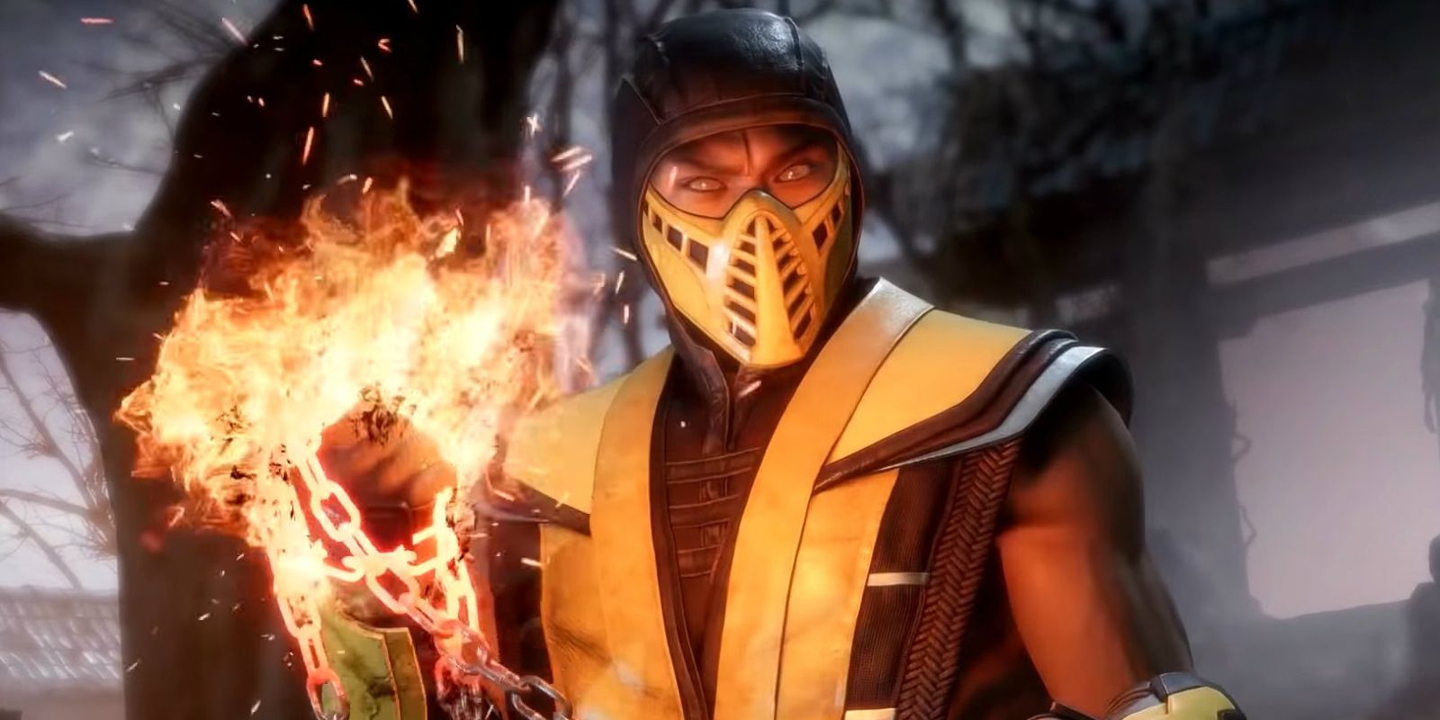 Scorpion harnessing hellfire in Mortal Kombat 11