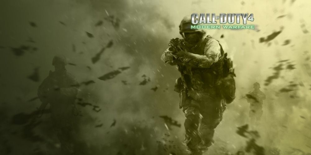 A soldier emerges from the dust in Call Of Duty 4: Modern Warfare