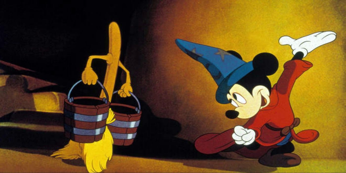 A still from the 1940 Disney animated short The Sorcerer's Apprentice.