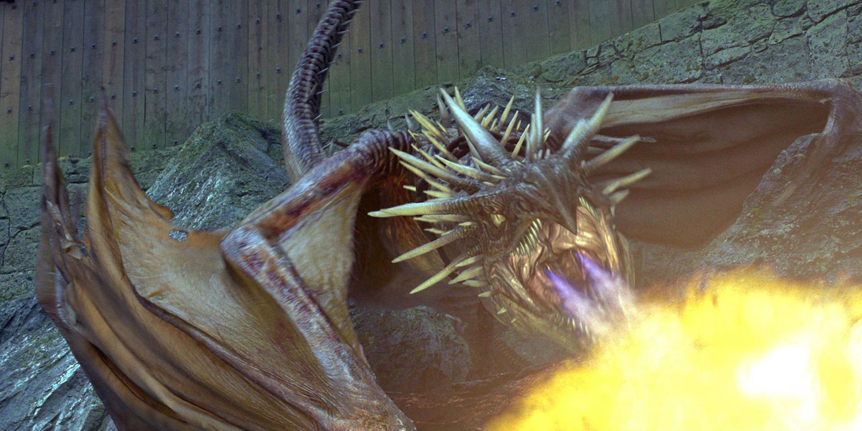 A dragon breathing fire in Harry Potter and the Goblet of Fire.