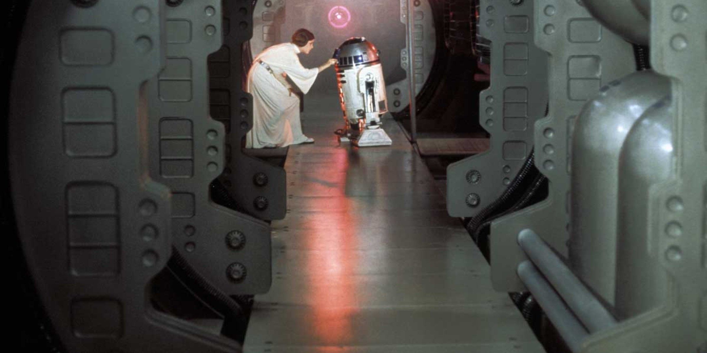 Leia giving R2-D2 the Death Star plans in Star Wars