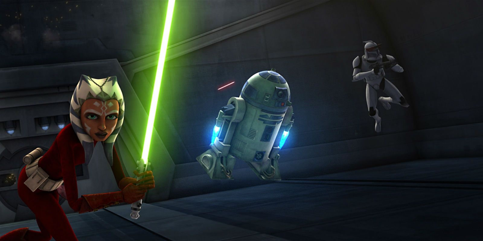 Ahsoka Tano and R2-D2 Prepare for Battle in the Clones Wars Television Show