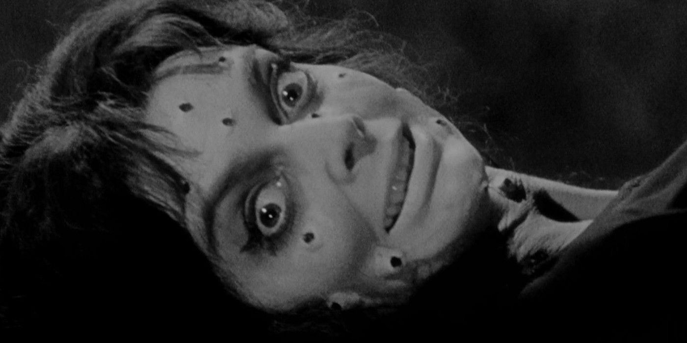 Barbara Steele in Black Sunday laying on the ground with holes all over her face.