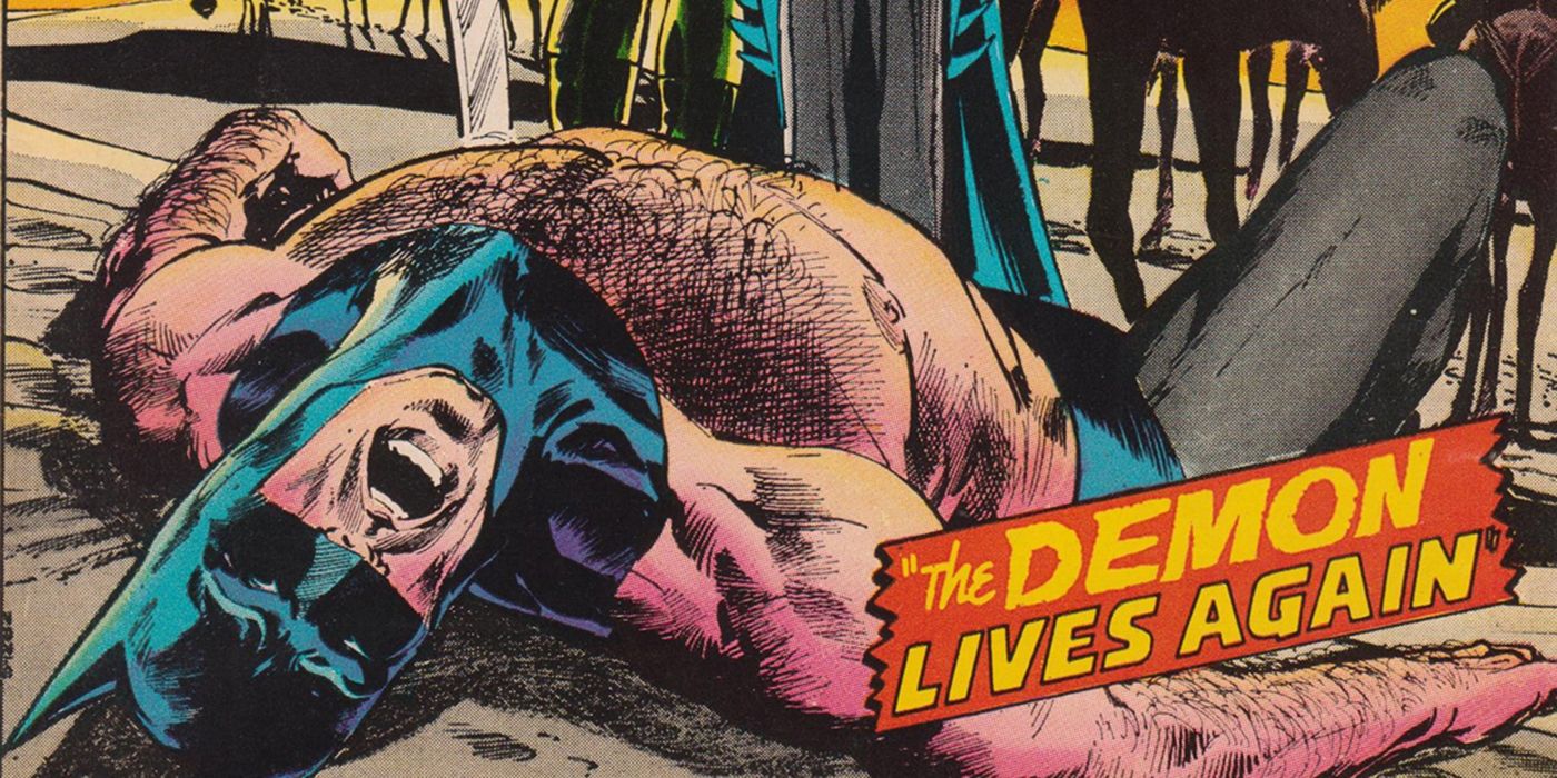 Batman lies defeated on cover of Batman 244 comic.