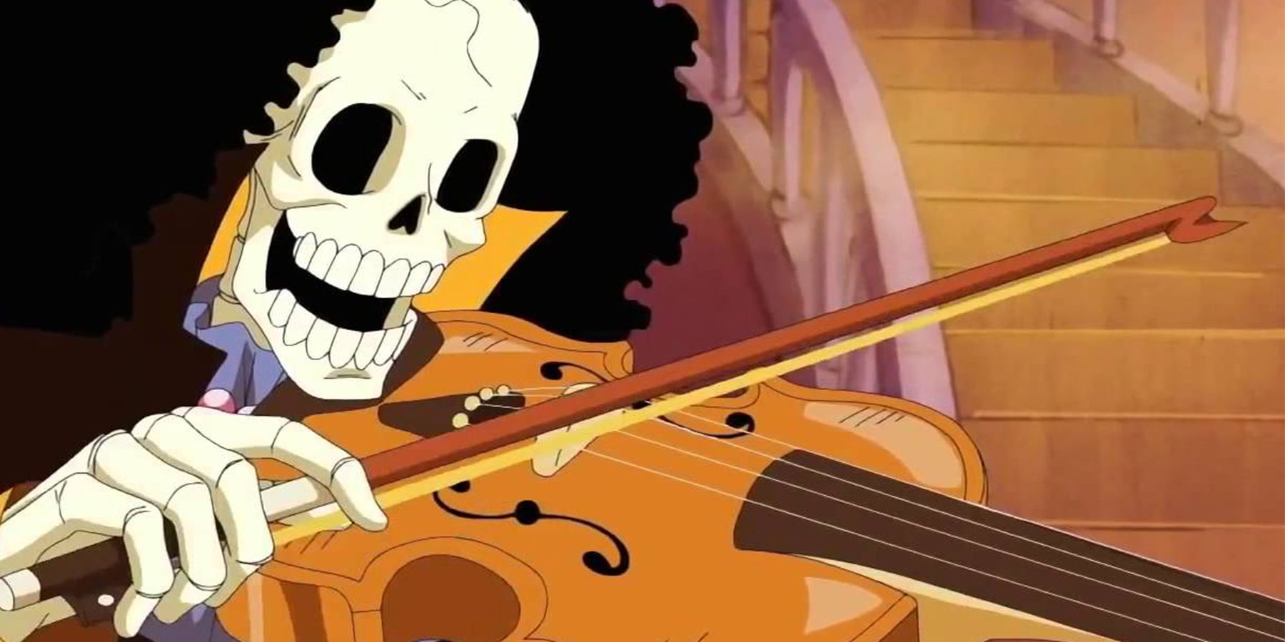 Brook playing the violin in One Piece