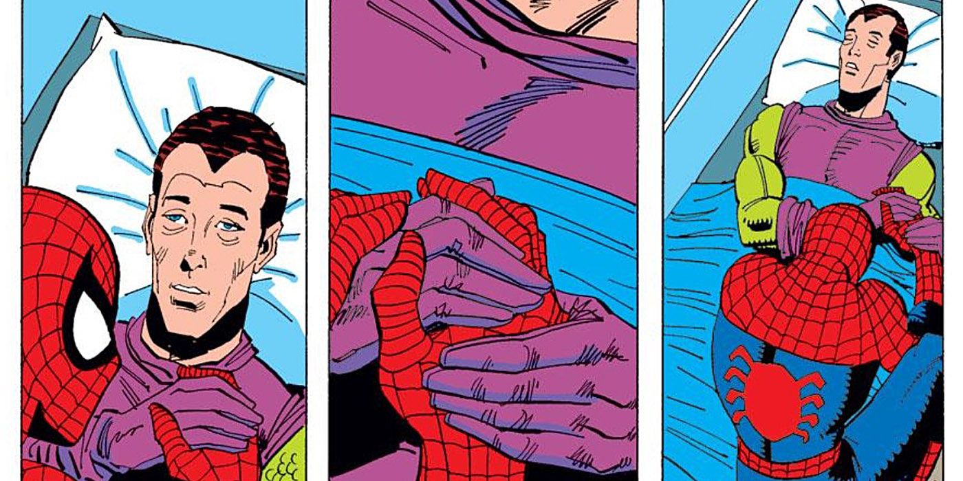 Spider-man watched Harry Osborn die on a hospital bed in Marvel Comics.