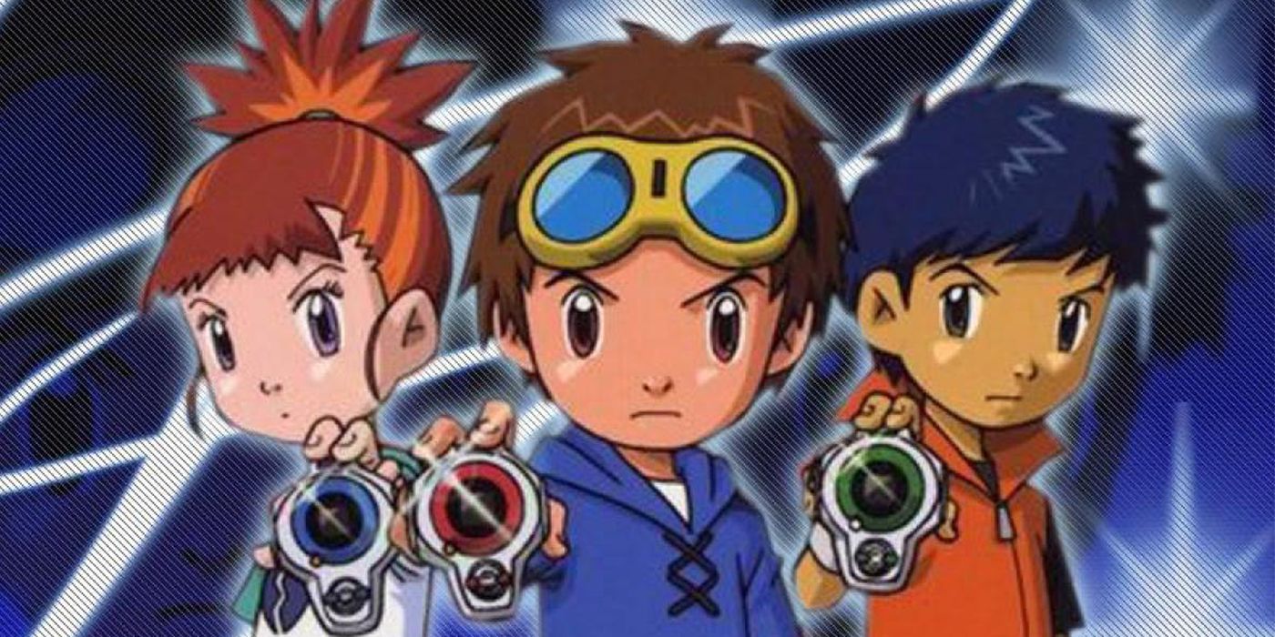 Rika Nonaka, Takato Matsuki, and Henry Wong wielding their Digivices in Digimon Tamers.