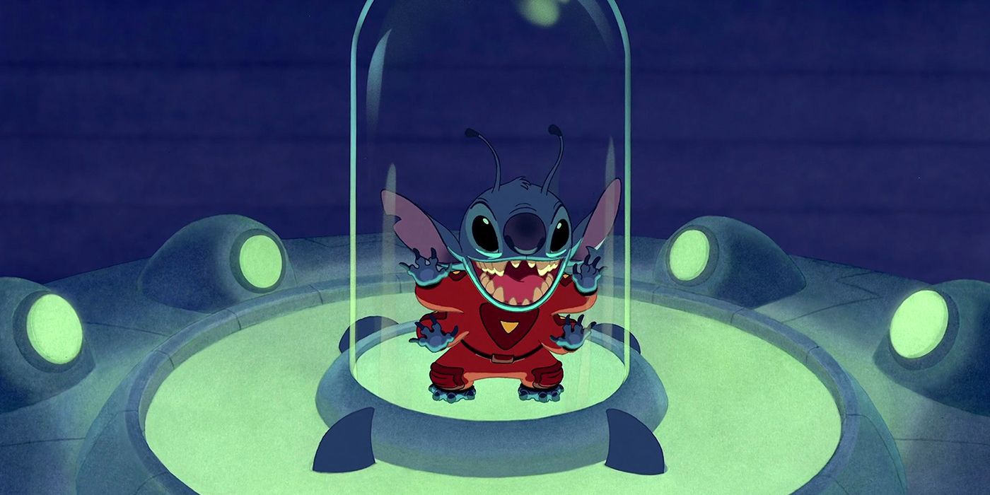 Stitch from Lilo & Stitch in his glass tube