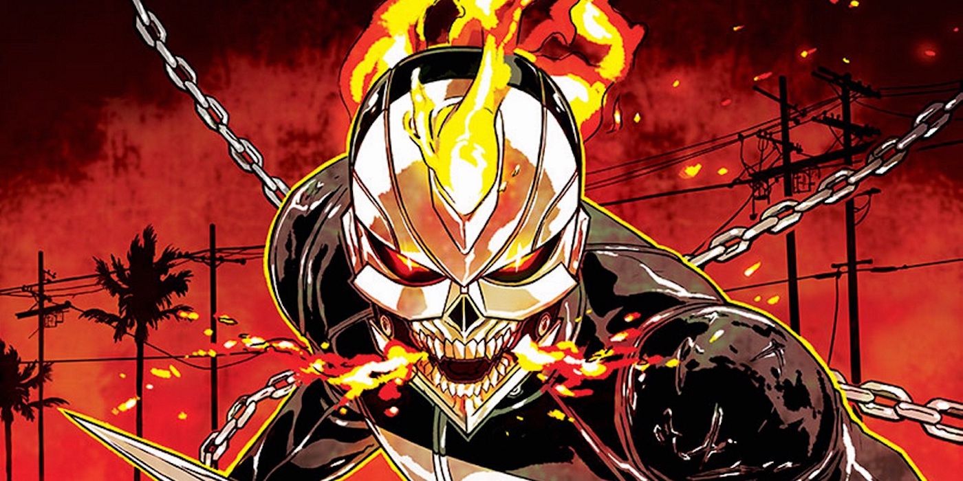 Ghost Rider Robbie Reyes attacks in Marvel Comics.