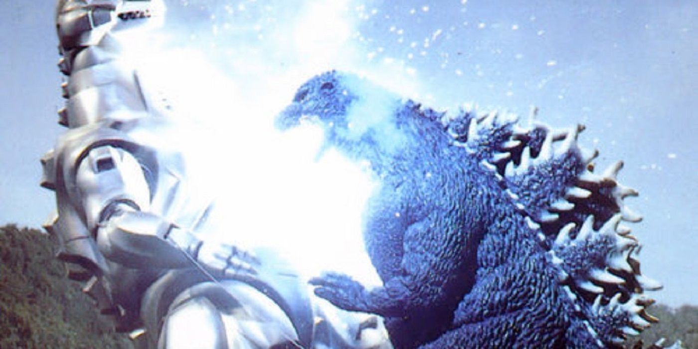 Godzilla fighting Mechagodzilla blue explosion