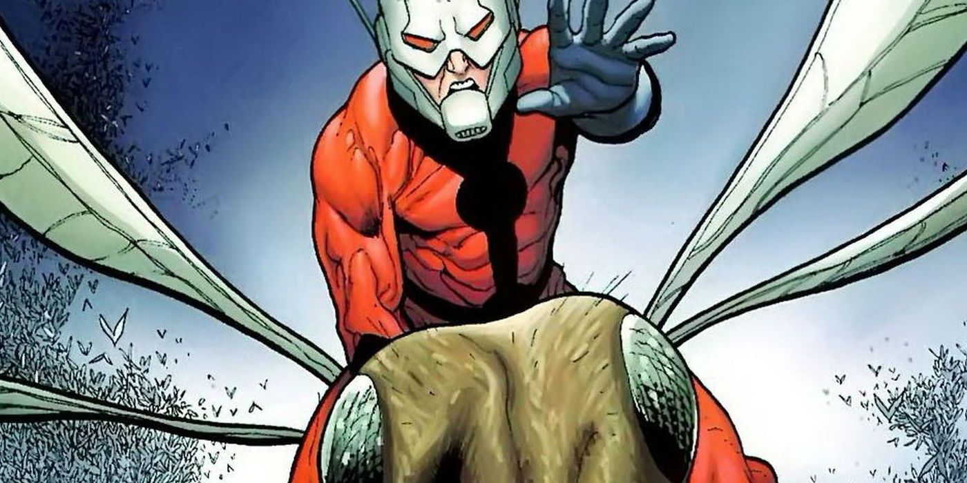 Hank Pym riding an ant as Ant-Man.