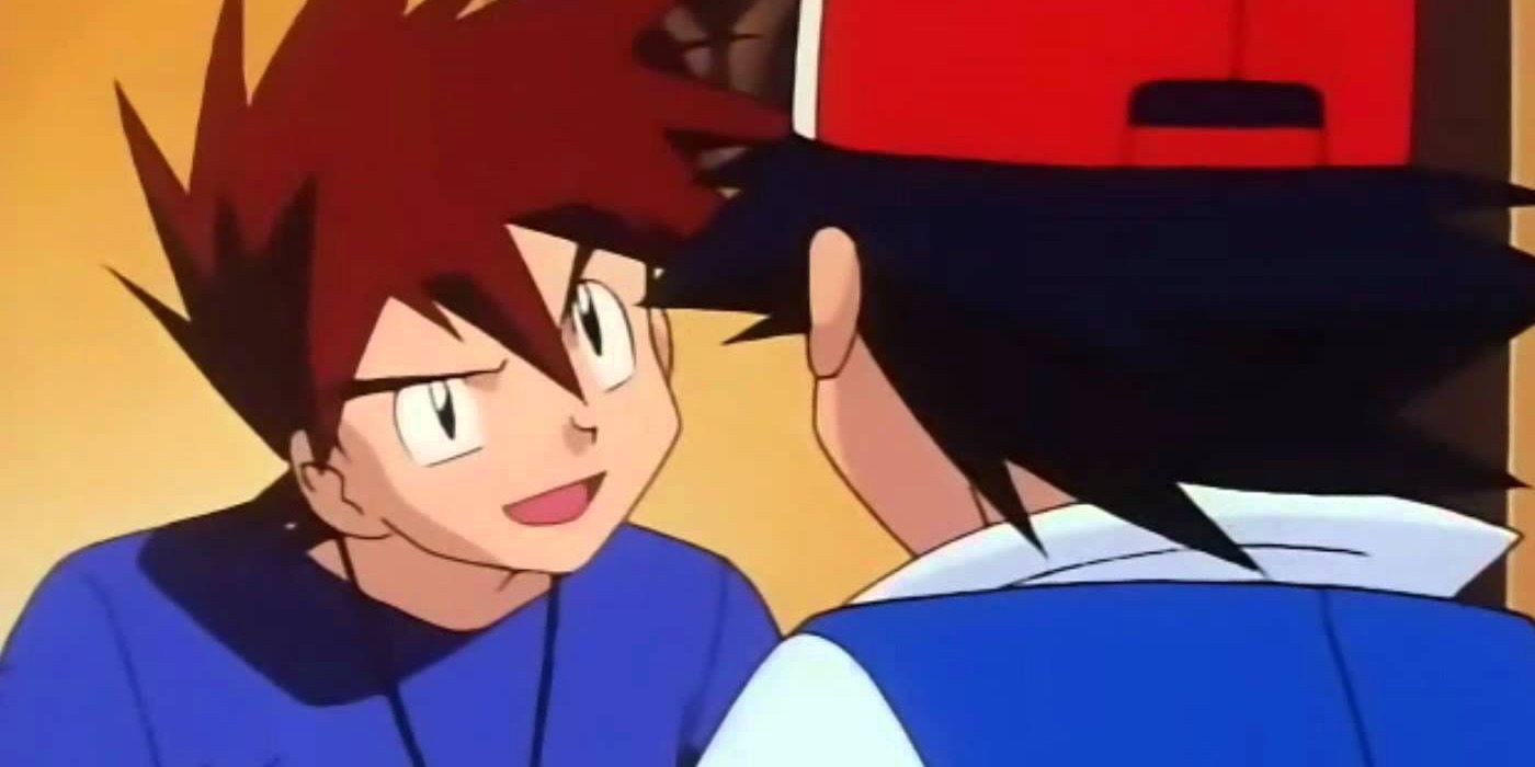 Gary speaks to Ash in the Pokémon anime.
