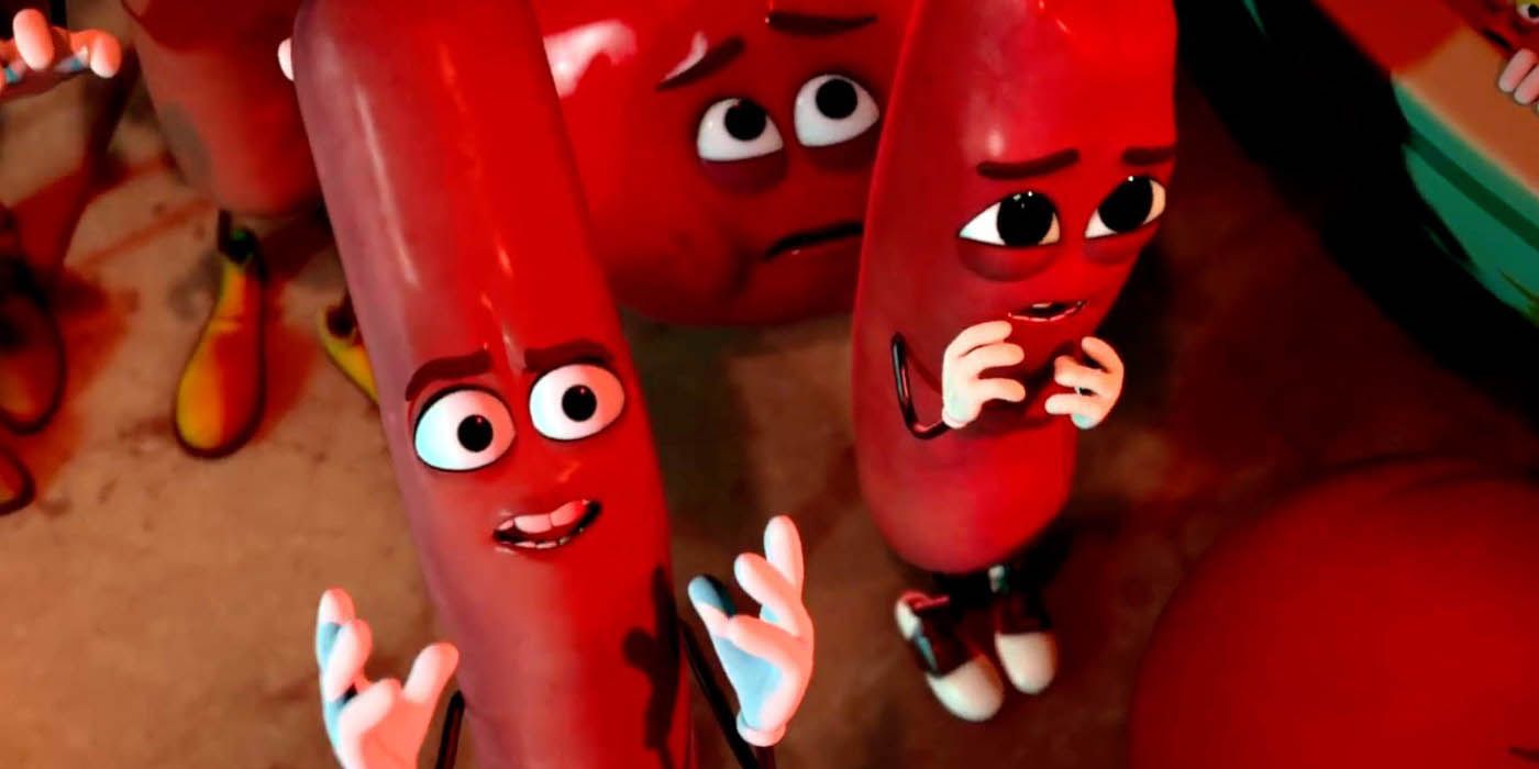 Three sausages look on in Sausage Party