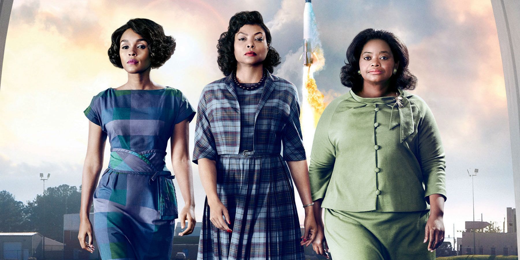 Janelle Monae, Taraji P. Henson, and Octavia Spencer of Hidden Figures mid-walk