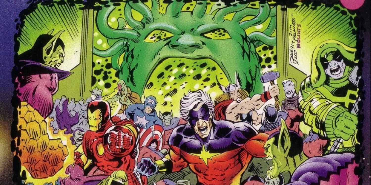 The Avengers stand between the Kree and Skull in Marvel Comics 