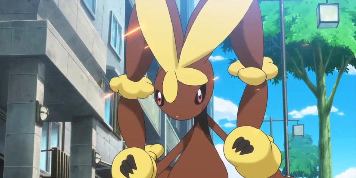 Mega Lopunny standing still in the Pokémon anime