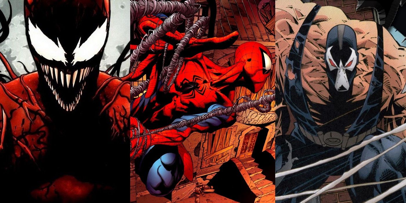 Marvel's Carnage and Spider-Man, and DC's Bane