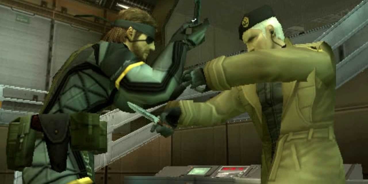 Snake fights another character in Metal Gear Solid: Portable Ops