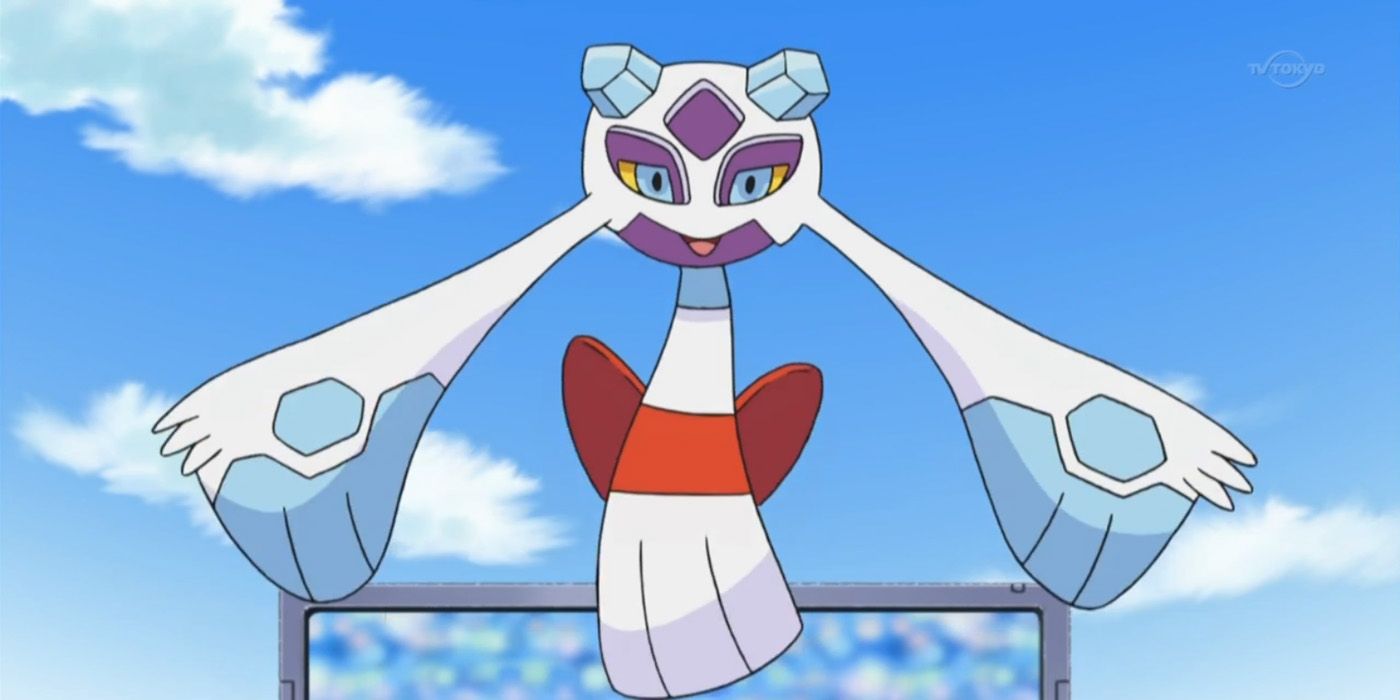 Froslass has its arms spread in the Pokemon anime