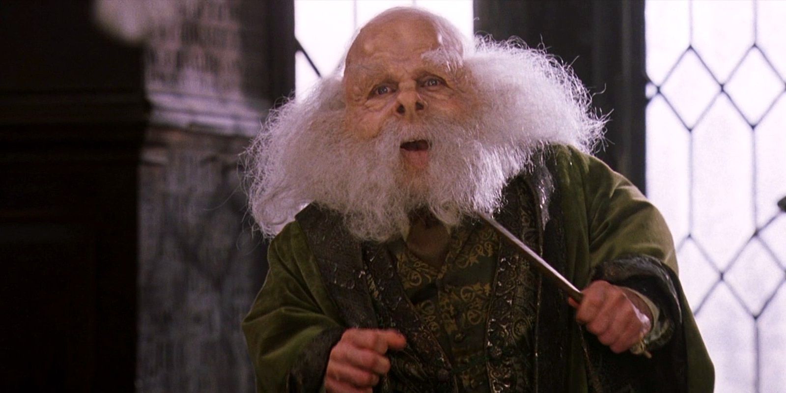 Professor Flitwick teaching a Charms class at Hogwarts