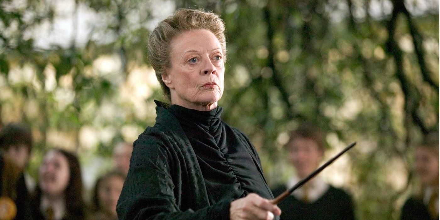 Professor Minerva McGonagall at Hogwarts in Harry Potter.