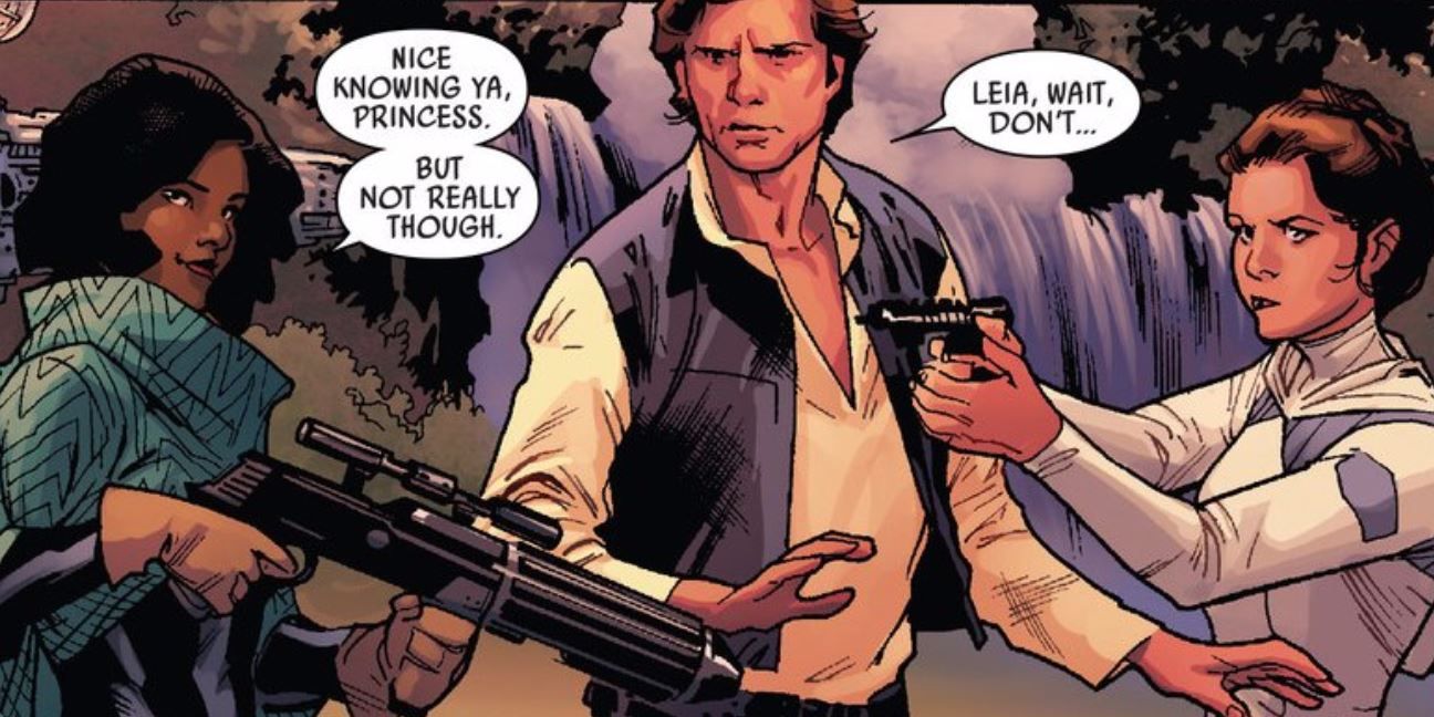 Han Solo, Sana Starros, and Leia in Star Wars Comic