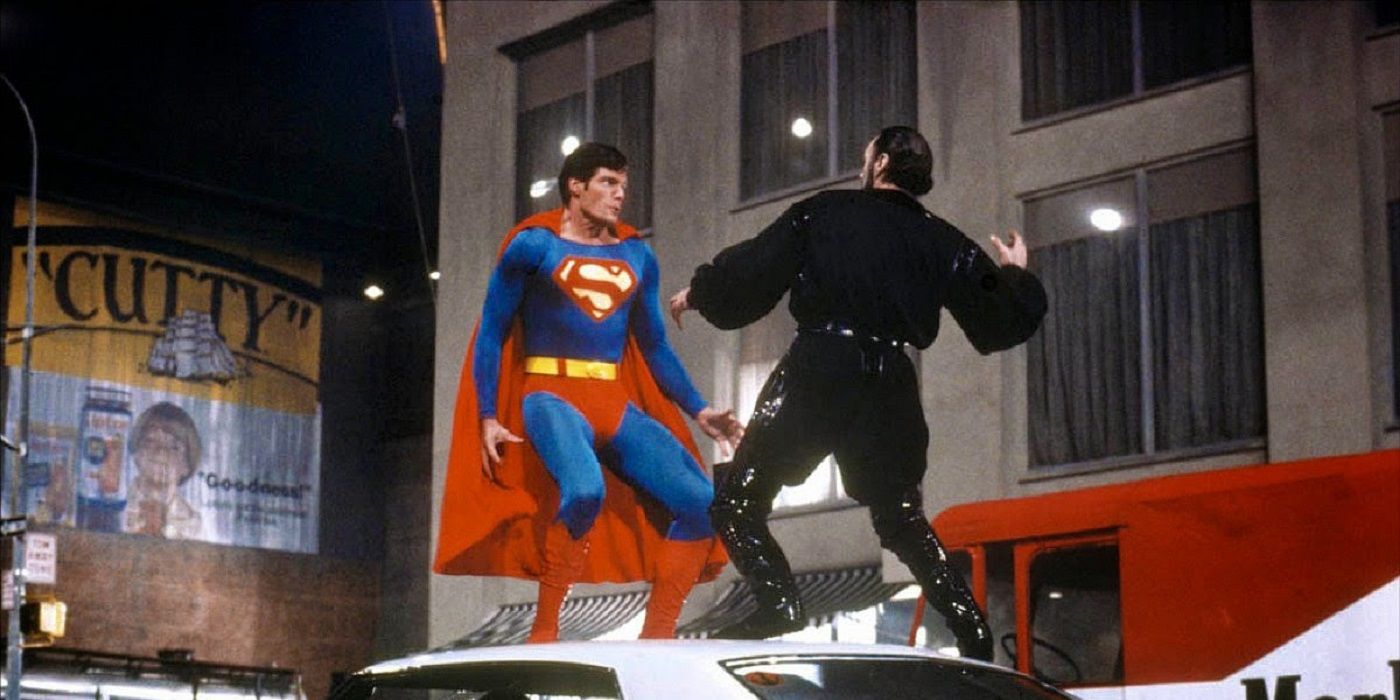 Superman fights Zod in Superman II