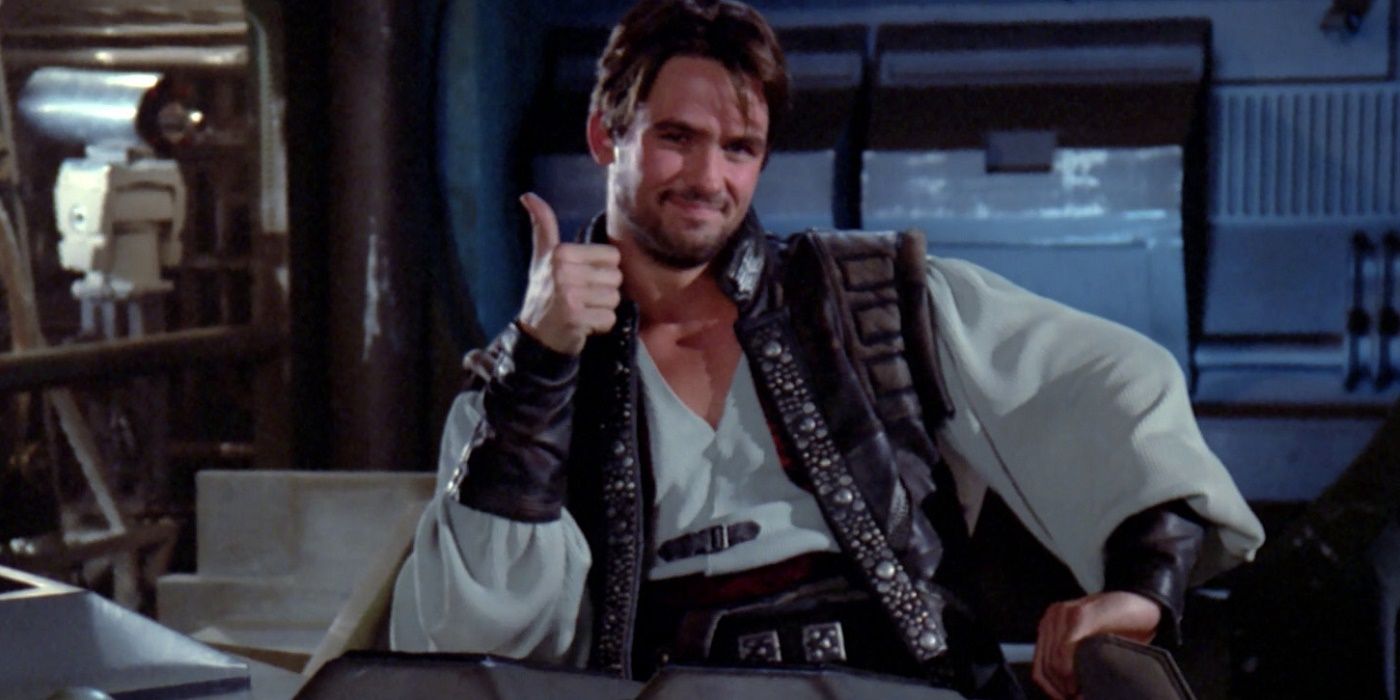 Okona gives the thumbs up in Star Trek: The Next Generation.