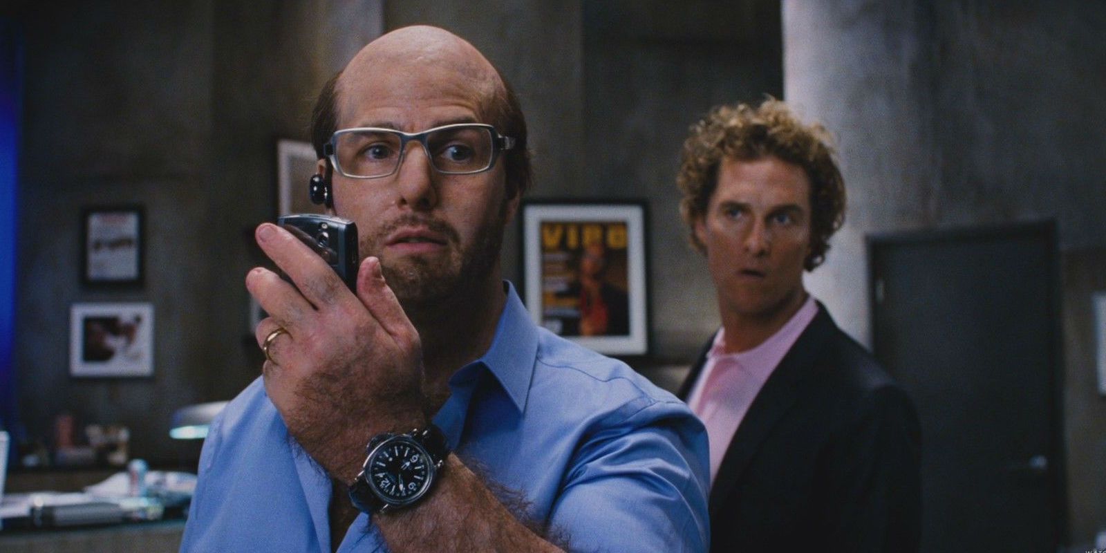 Tom Cruise speaking on the phone in Tropic Thunder