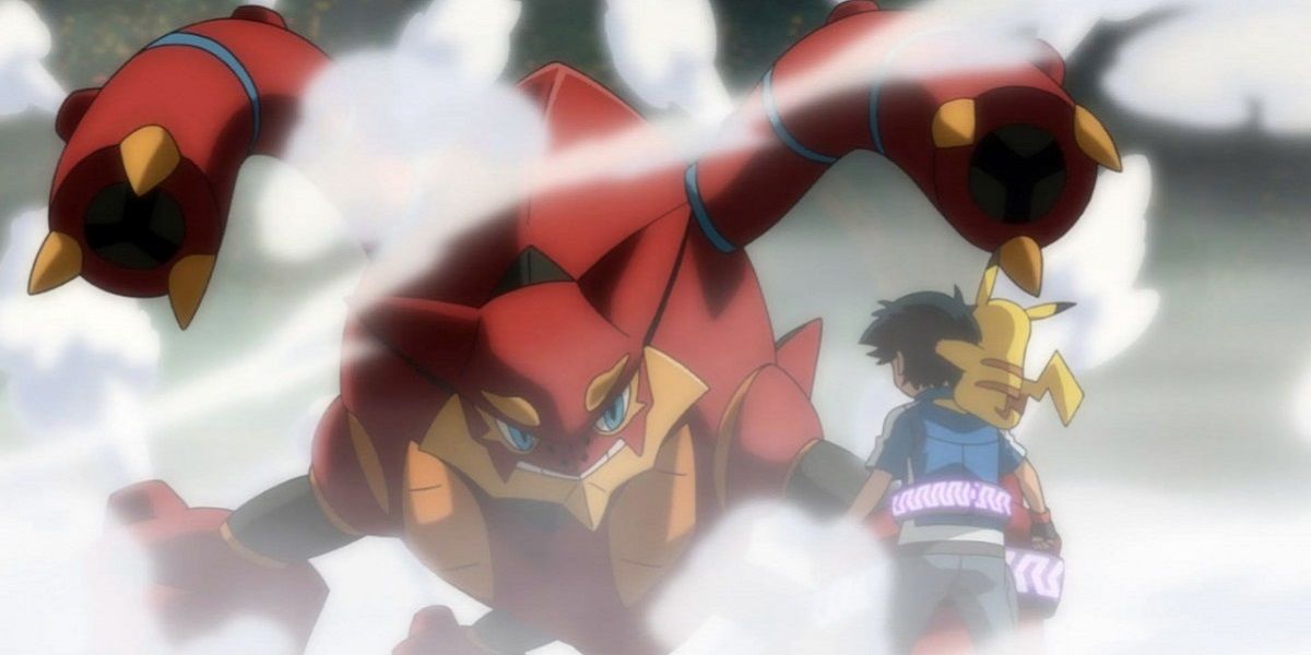 Ash and Pikachu encounter Volcanion in Volcanion and the Mechanical Marvel