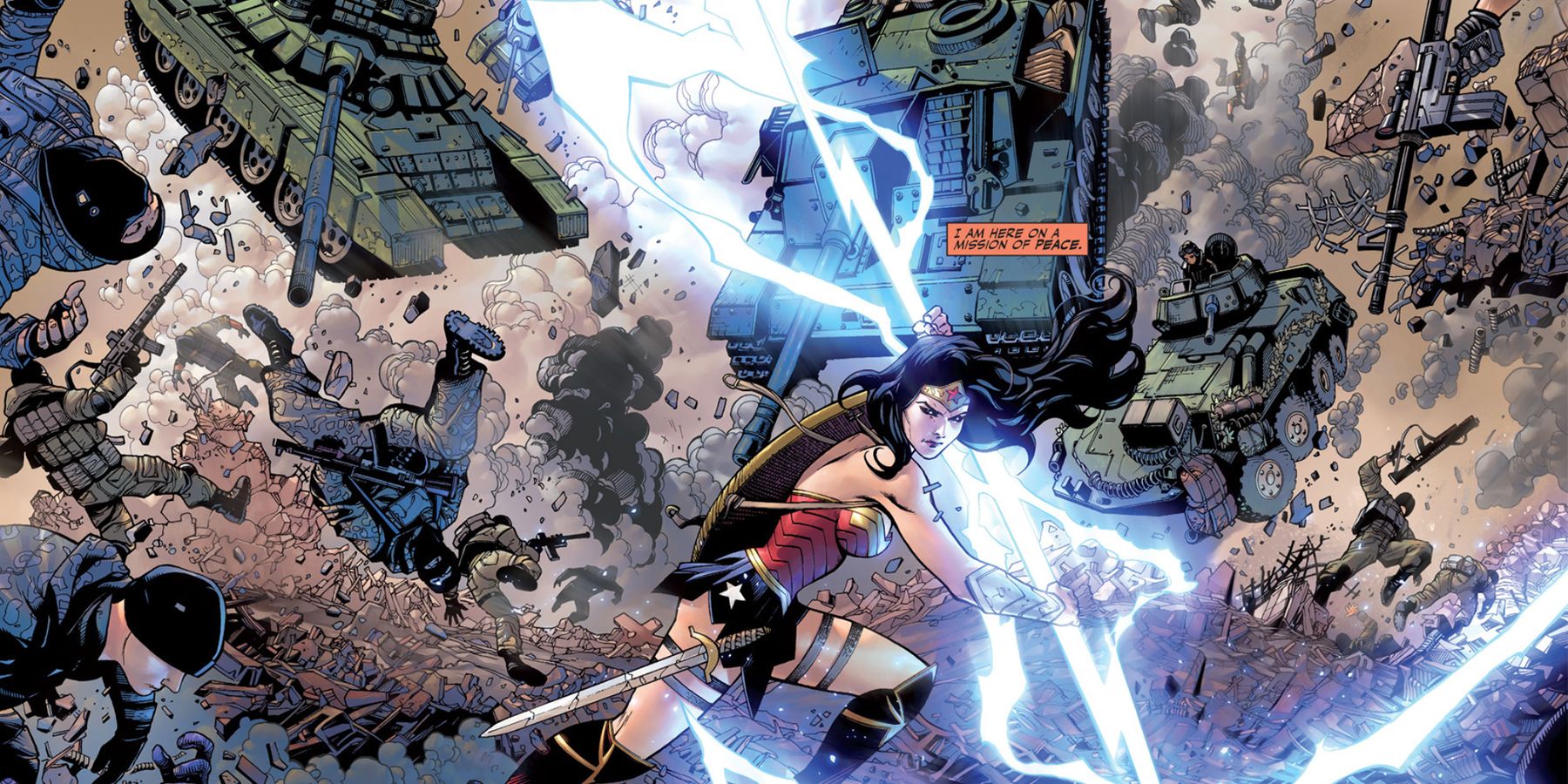 Wonder Woman and a lightening bolt in DC Rebirth