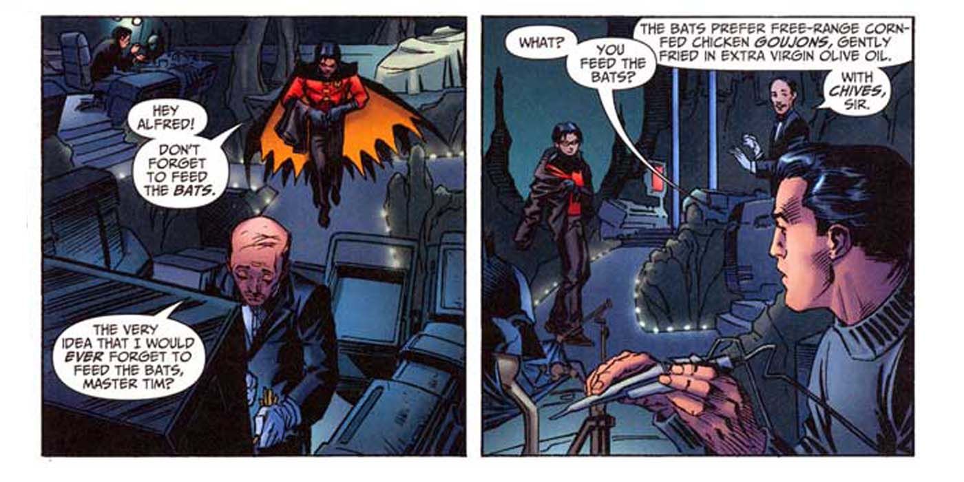 Alfred Feeds Batman's bats 
