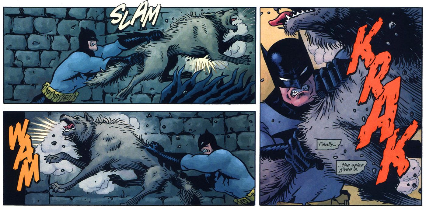 Batman Fights and Kills a Wolf