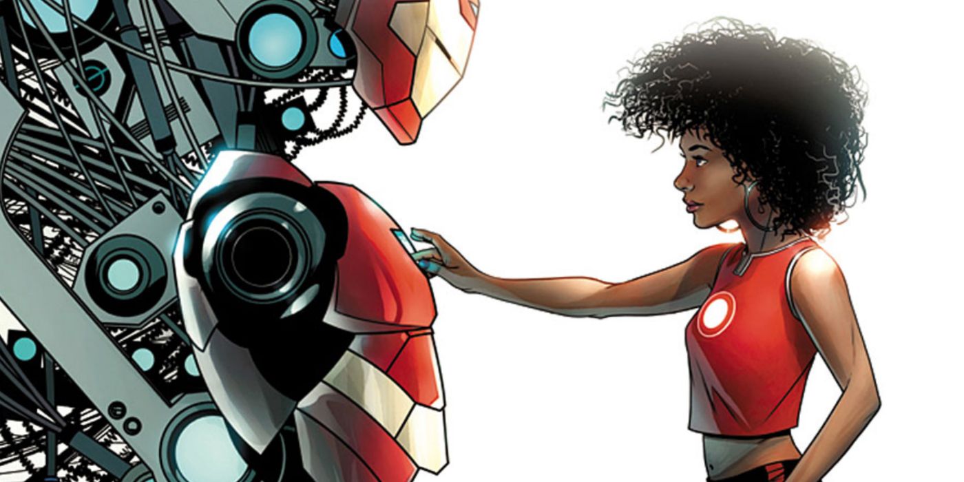 Riri Williams touching the Iron-Man suit