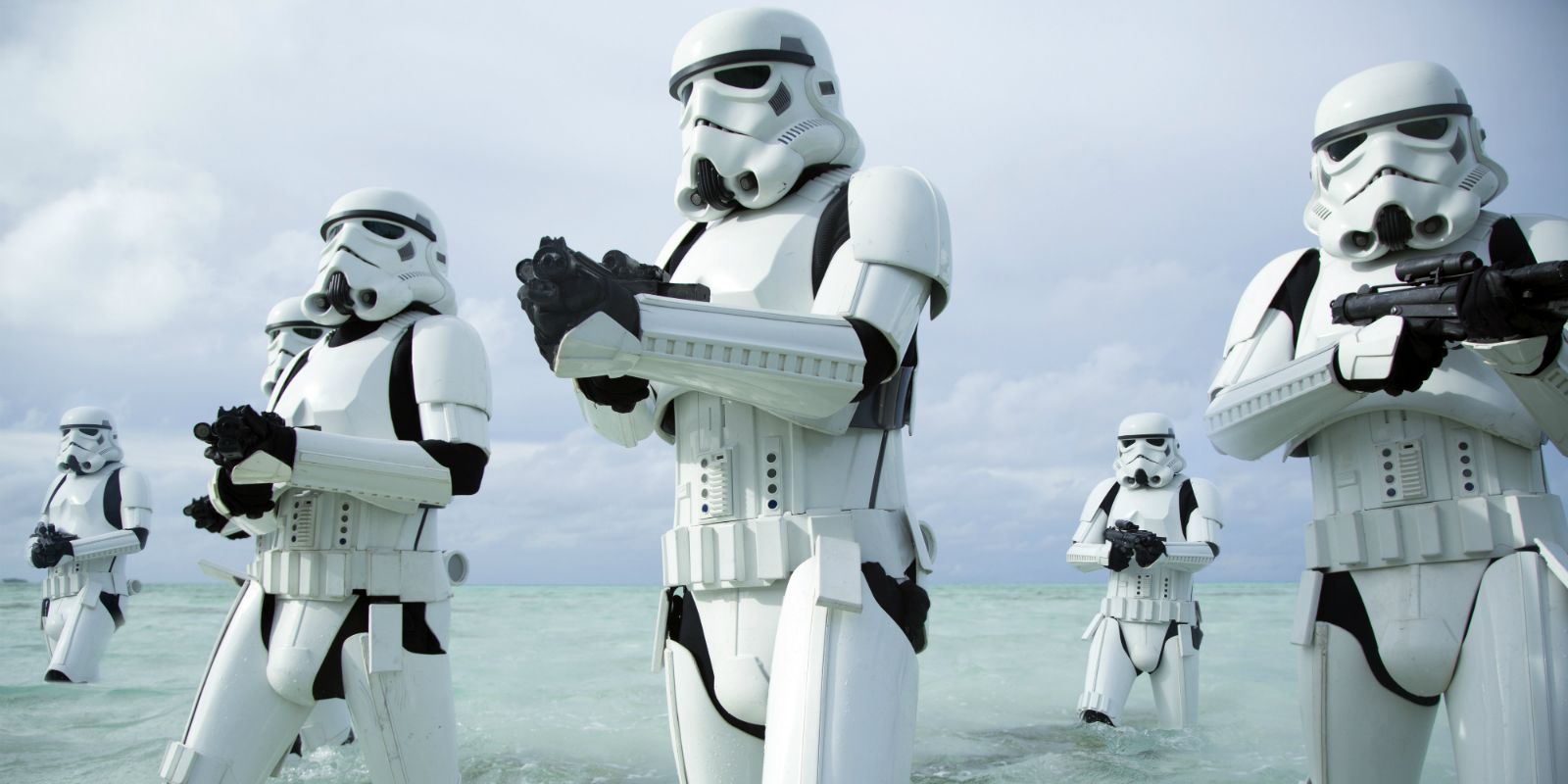 Stormtroopers on Scarif in Rogue One.