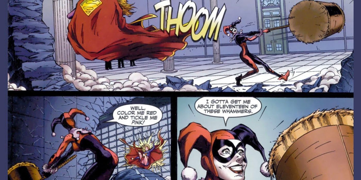 Harley Quinn Hitting Supergirl