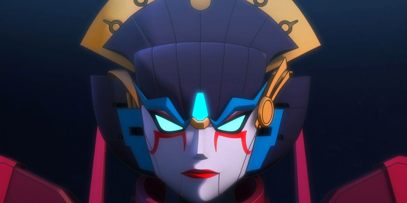 A close-up of the robot Windblade in Transformers Combinerwars