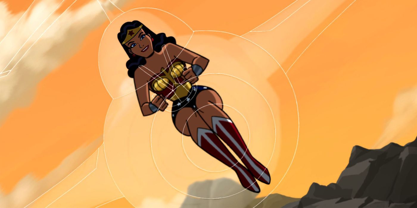 Wonder Woman sitting in Invisible Jet