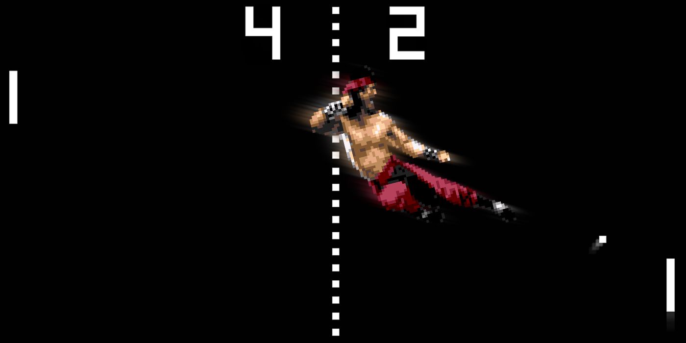 A characters plays Pong in Mortal Kombat II