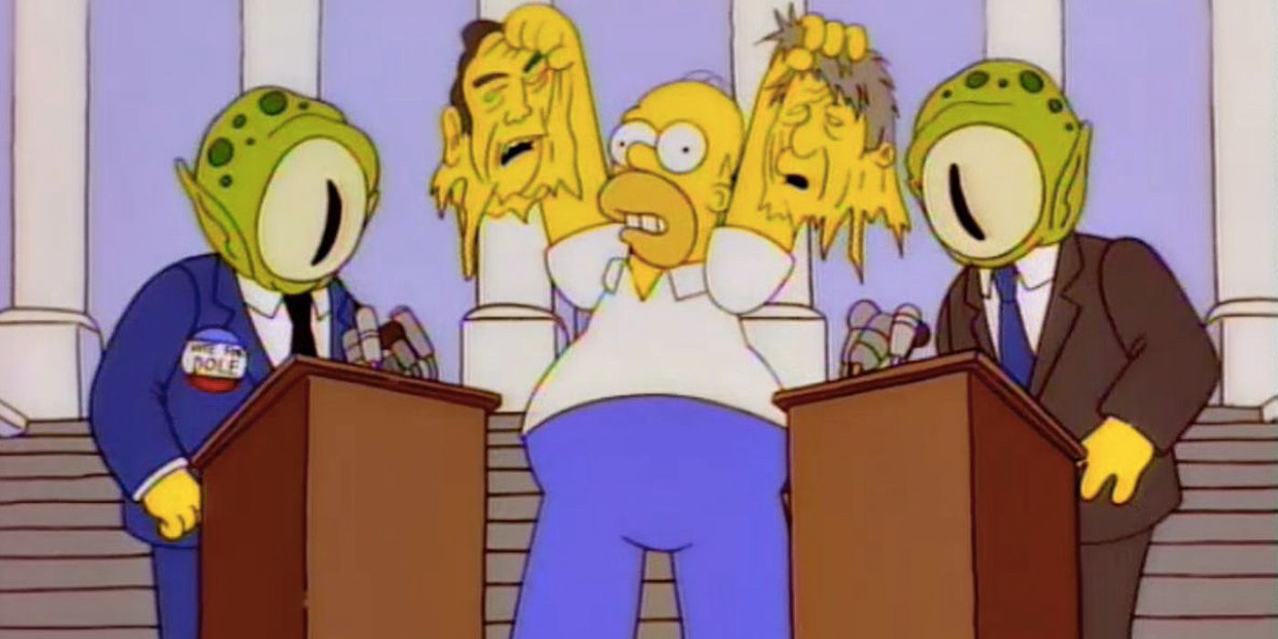 Kang, Kodos and Homer on The Simpsons
