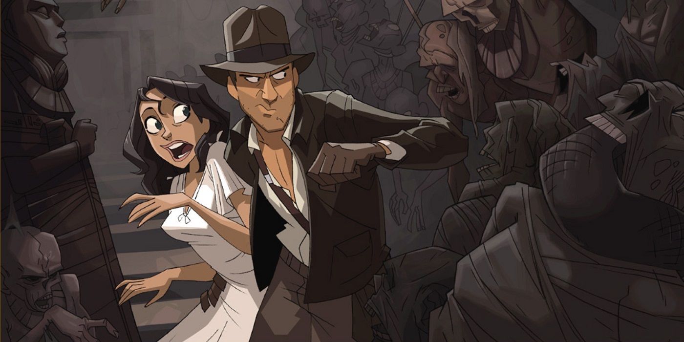 Animated Indiana Jones and Marion in Tomb - Cover Size