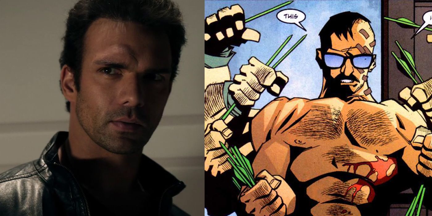 Split image of Constantine Drakon in Arrow and in DC Comics