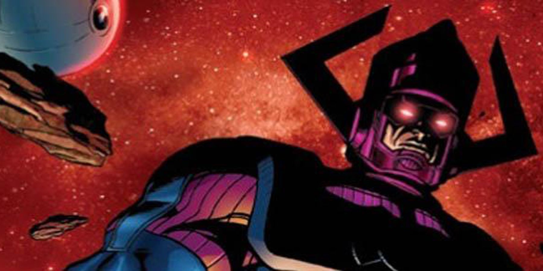 Galactus with glowing eyes in Marvel Comics