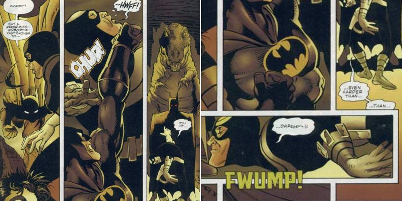 Bullseye Fights Batman in the Batcave