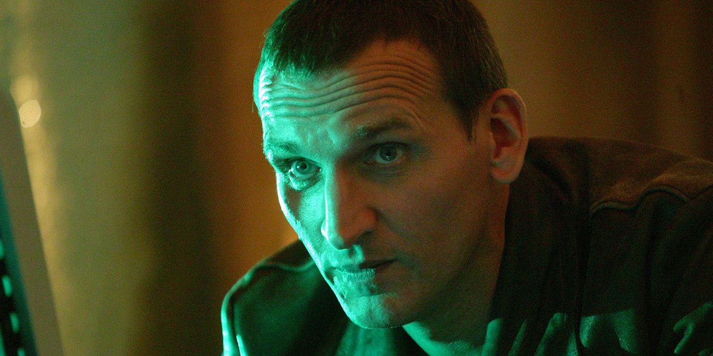 Christopher Eccleston looking serious in Doctor Who