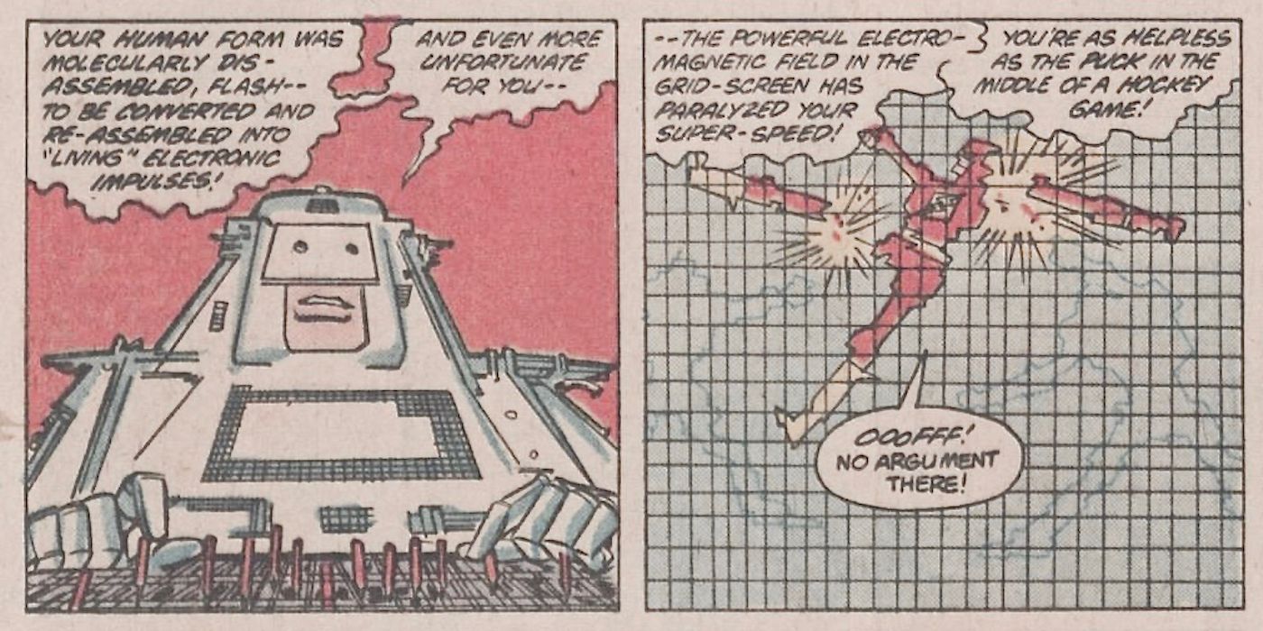 Colonel Computron traps The Flash inside a lame, '80s video game