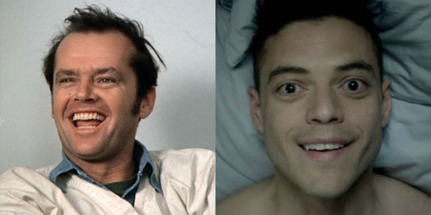 Jack Nicholson in One Flew Over the Cuckoo's Nest and Rami Malek in Mr Robot